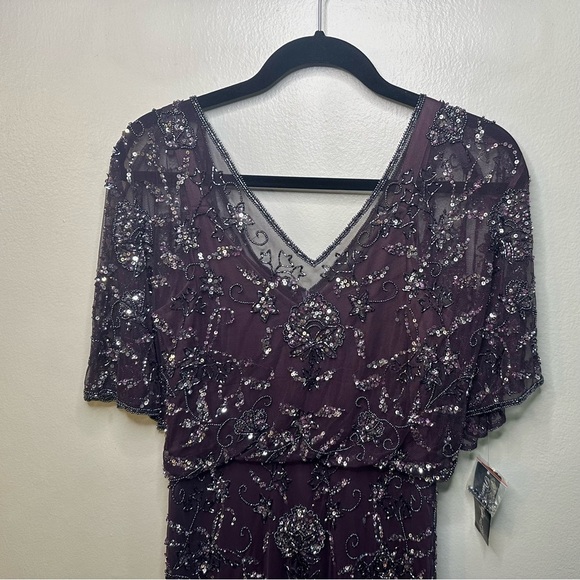 Pisarro Nights Plum full length beaded dress size 6 - Picture 3 of 14